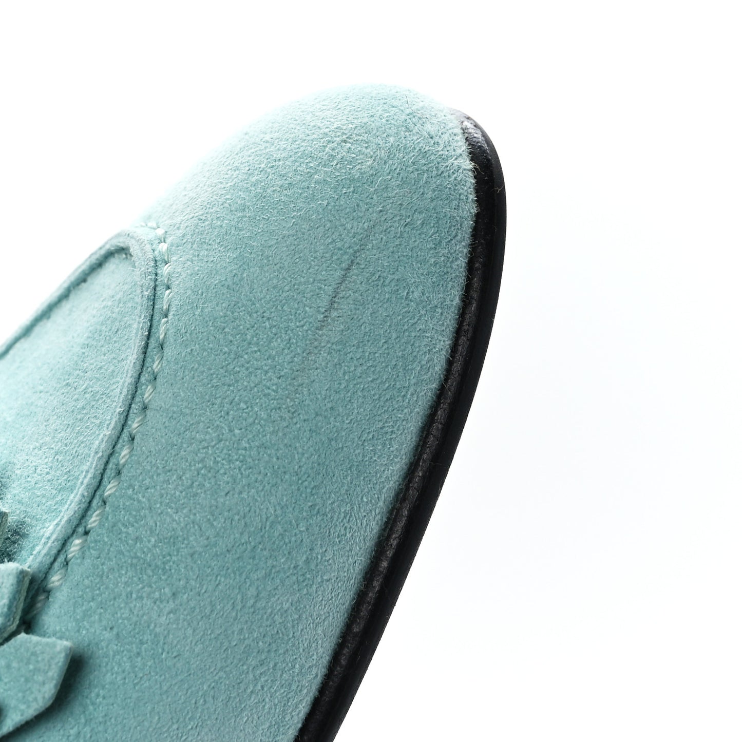 Suede Goatskin Womens Royal Loafers 39.5 Vert Ebrun
