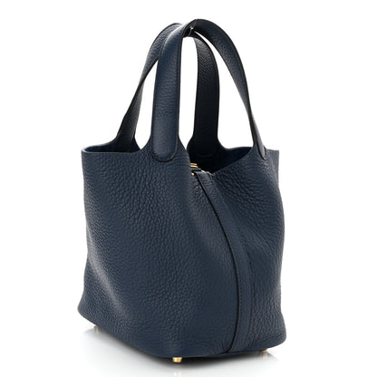 Hermes Taurillon Clemence Picotin Lock 18 PM Bleu De Prusse 2 of 10