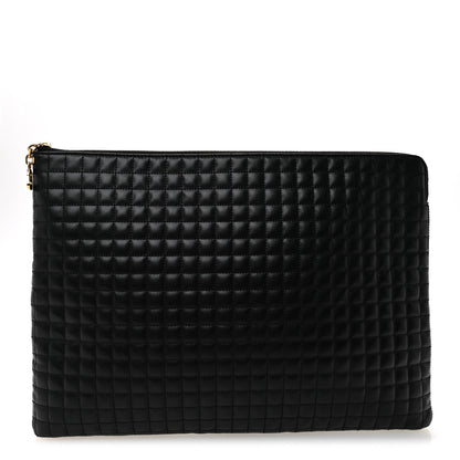 Celine Calfskin Quilted C Charm Pouch Black 1 of 8