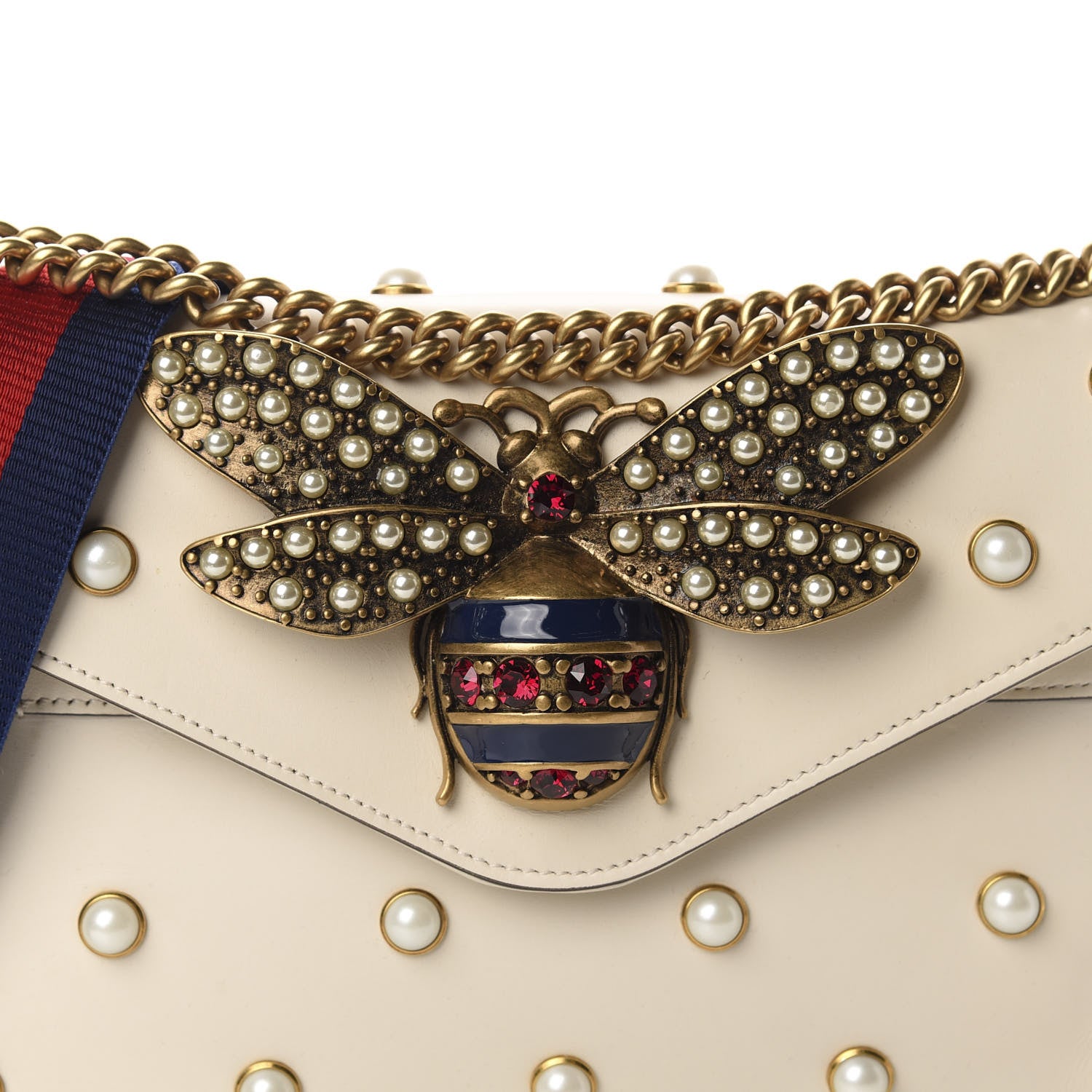 Gucci Nappa Pearl Studded Mini Queen Margaret Broadway Shoulder Bag Mystic White 10 of 10