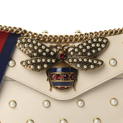 Gucci Nappa Pearl Studded Mini Queen Margaret Broadway Shoulder Bag Mystic White 10 of 10