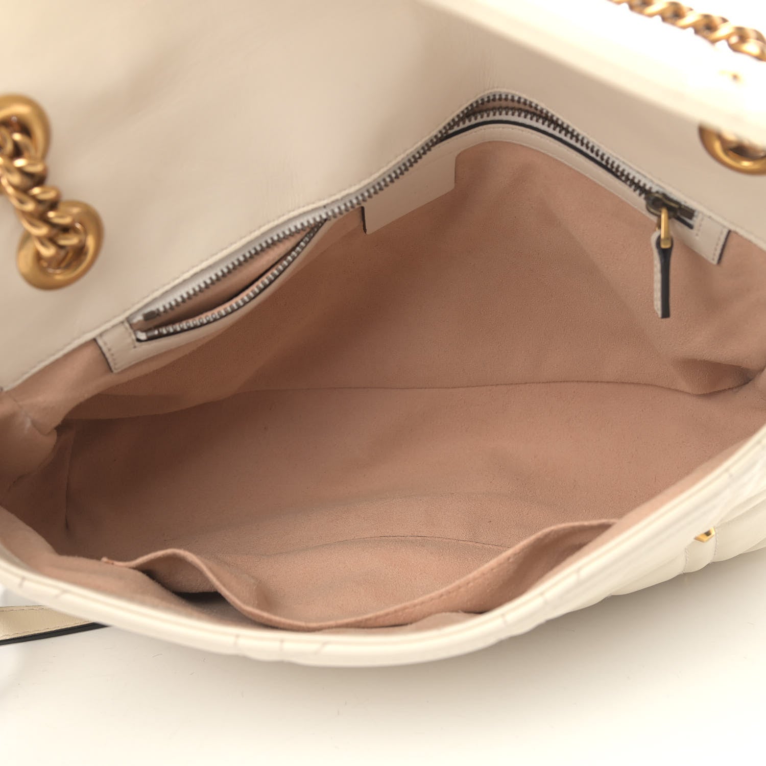 Gucci Calfskin Matelasse Studded Medium GG Marmont Shoulder Bag White 4 of 7