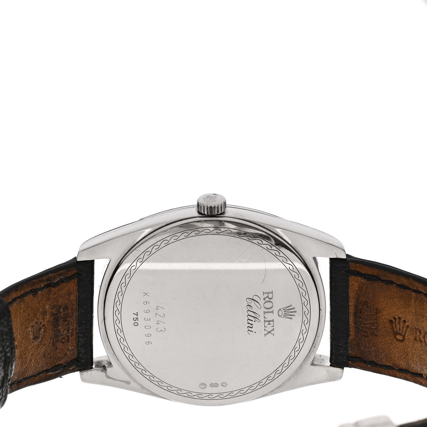 Rolex 18K White Gold Alligator 38mm Cellini Watch Black 4243 4 of 4