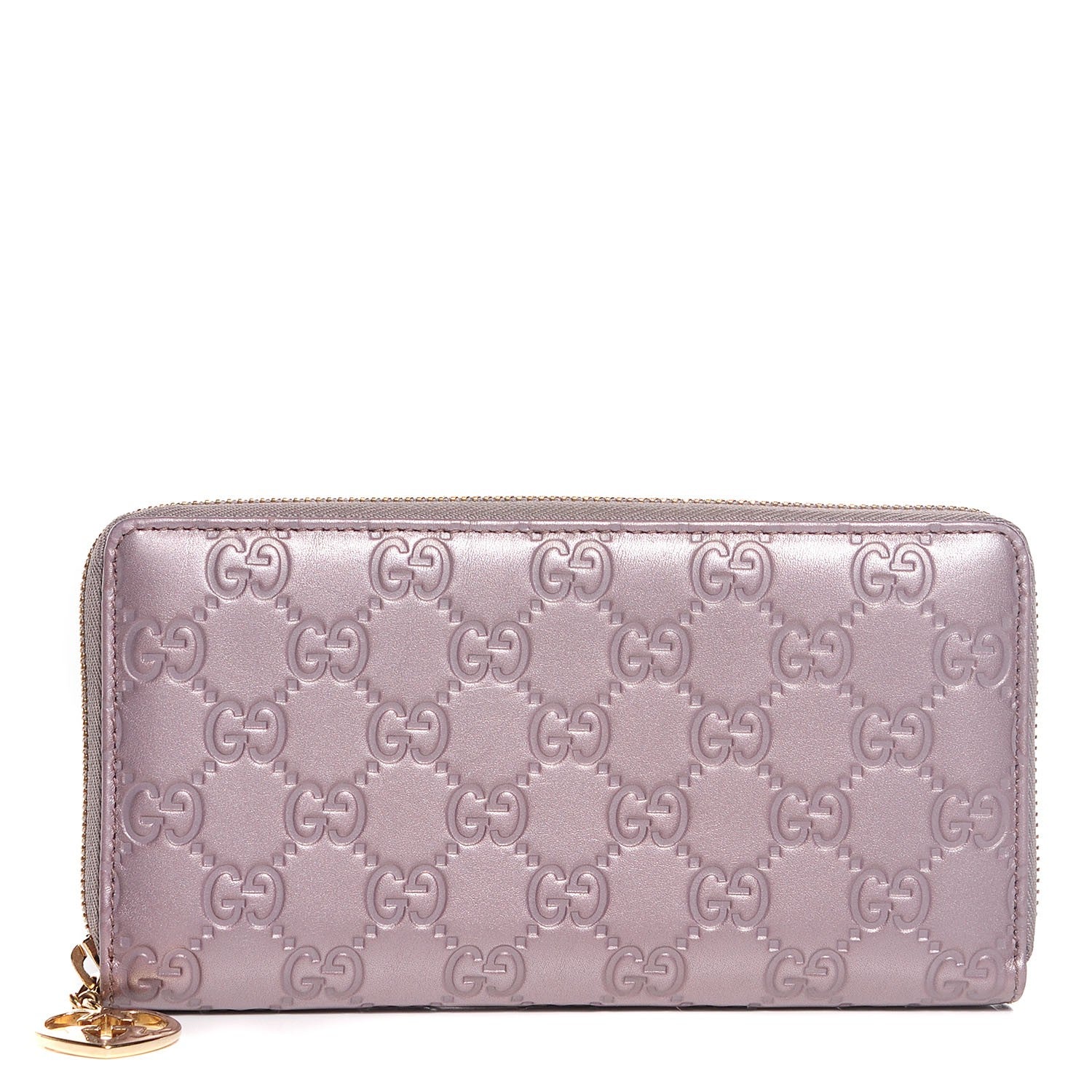 Gucci Metallic Soft Guccissima Margaux Calfskin Lovely Zip Around Wallet Senanque 1 of 8