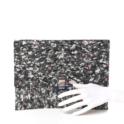 Proenza Schouler Canvas Carpet Print Lambskin Small Lunch Bag Clutch Charcoal Electric Blue 2 of 7