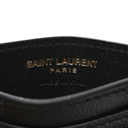 Saint Laurent Grain De Poudre Matelasse Chevron Monogram Credit Card Case Black 6 of 7