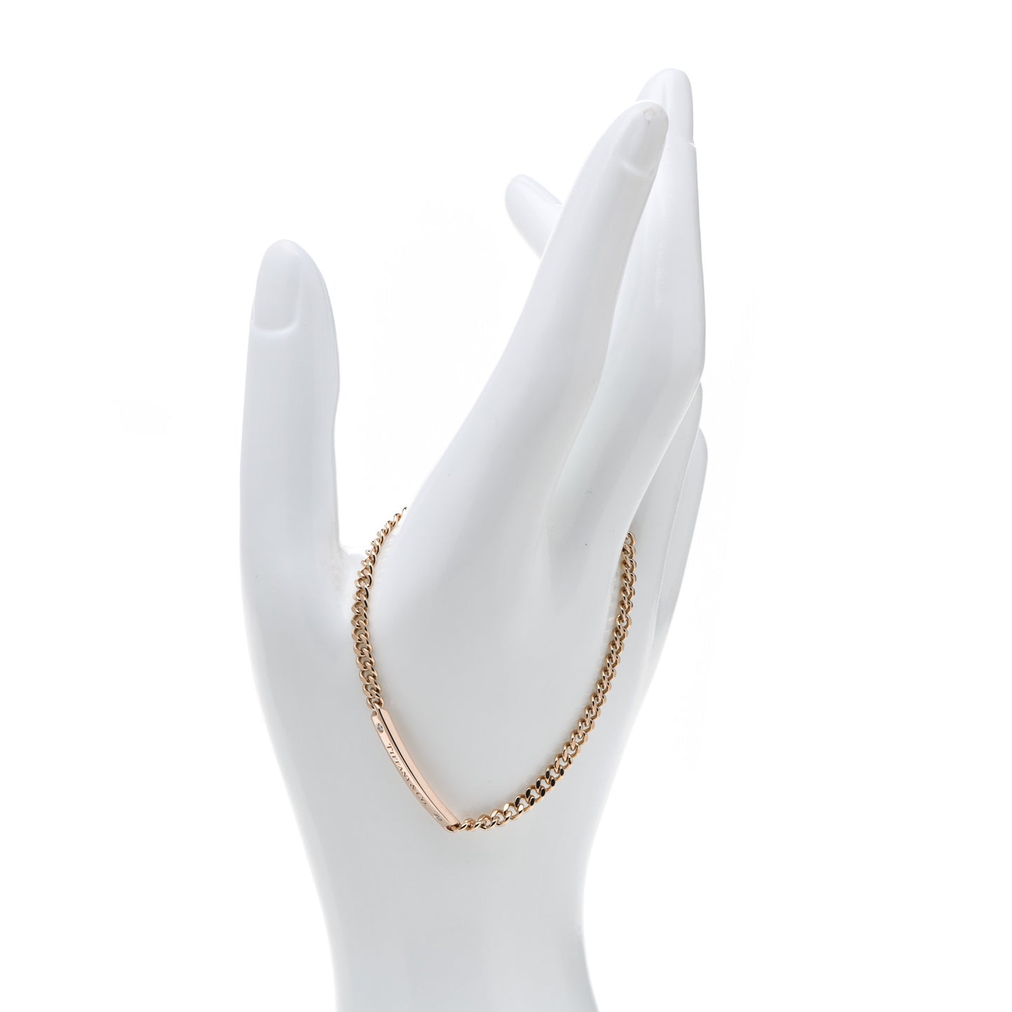18K Rose Gold Diamond Micro Link ID Chain Bracelet