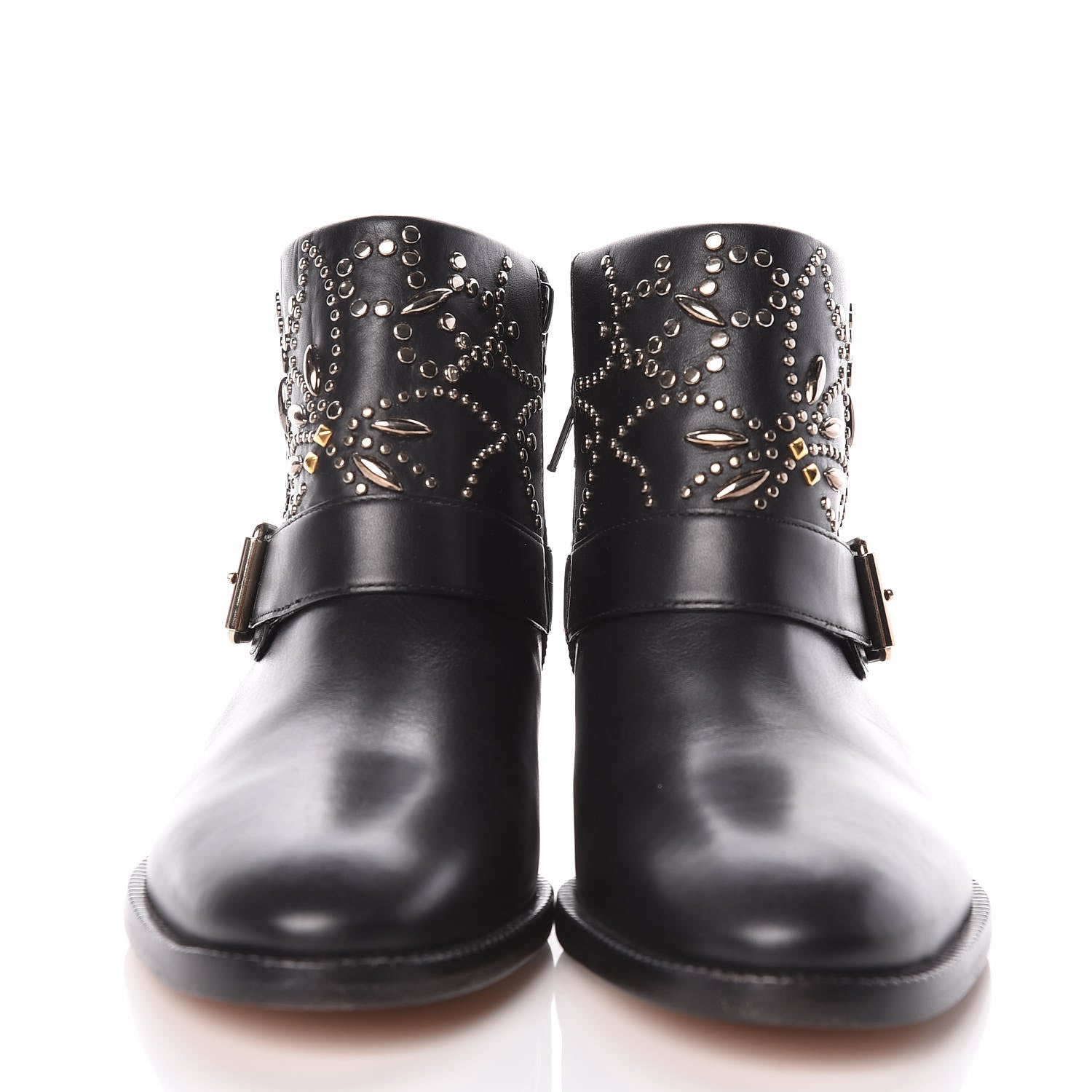 Valentino Garavani Calfskin Studded Ankle Boots 36 Black 2 of 8