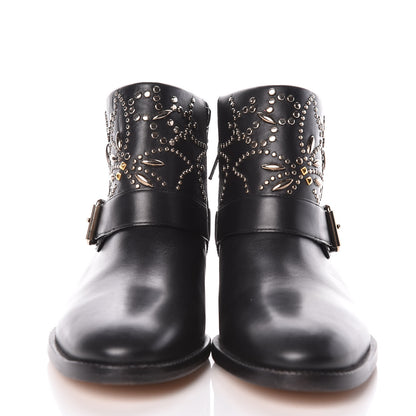 Valentino Garavani Calfskin Studded Ankle Boots 36 Black 2 of 8