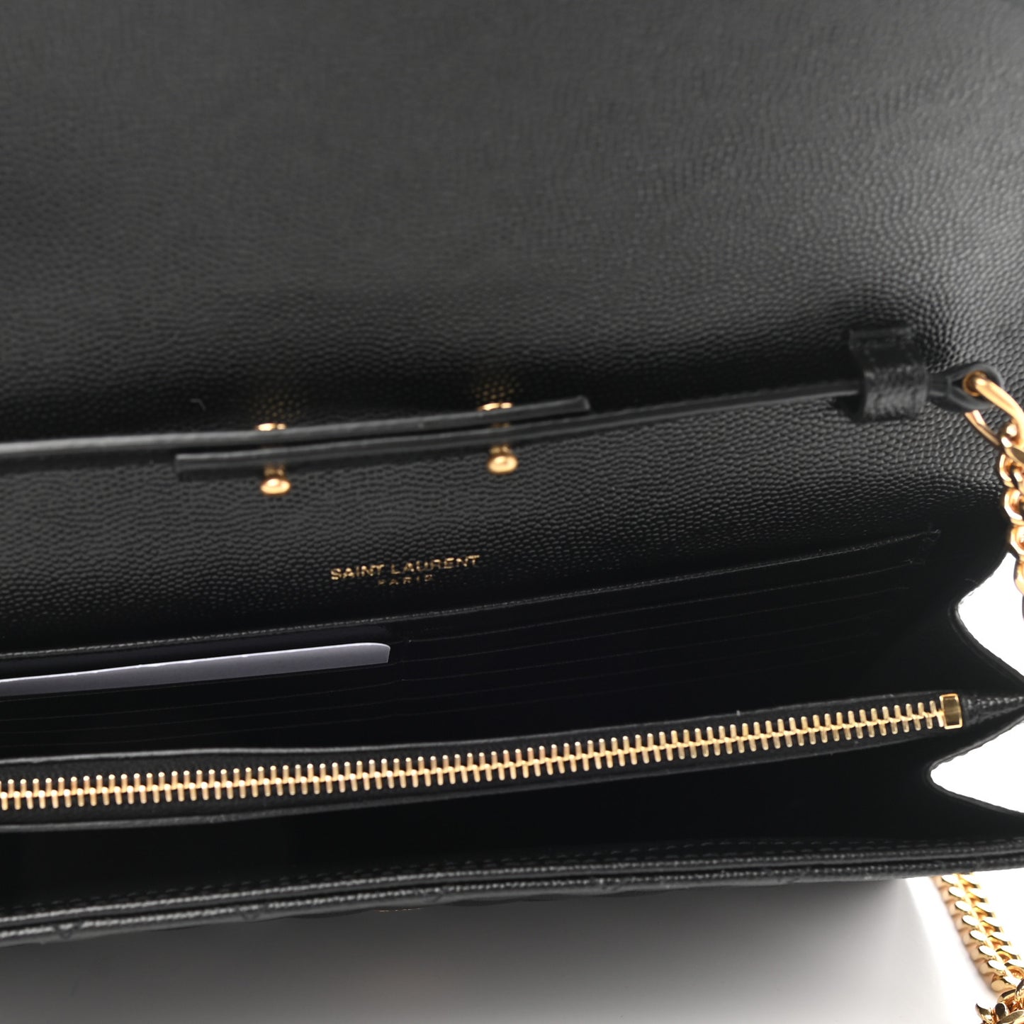 Grain De Poudre Mixed Matelasse Triquilt Monogram Chain Wallet Black