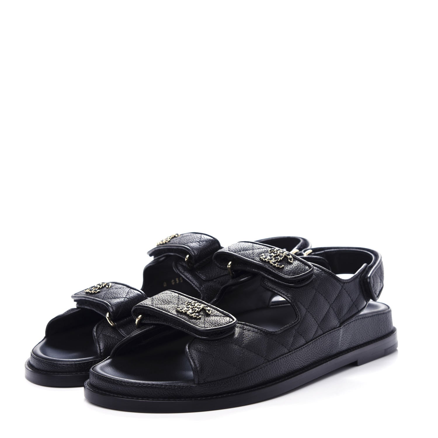 Chanel Grained Calfskin Velcro Dad Sandals 40 Black 3 of 11