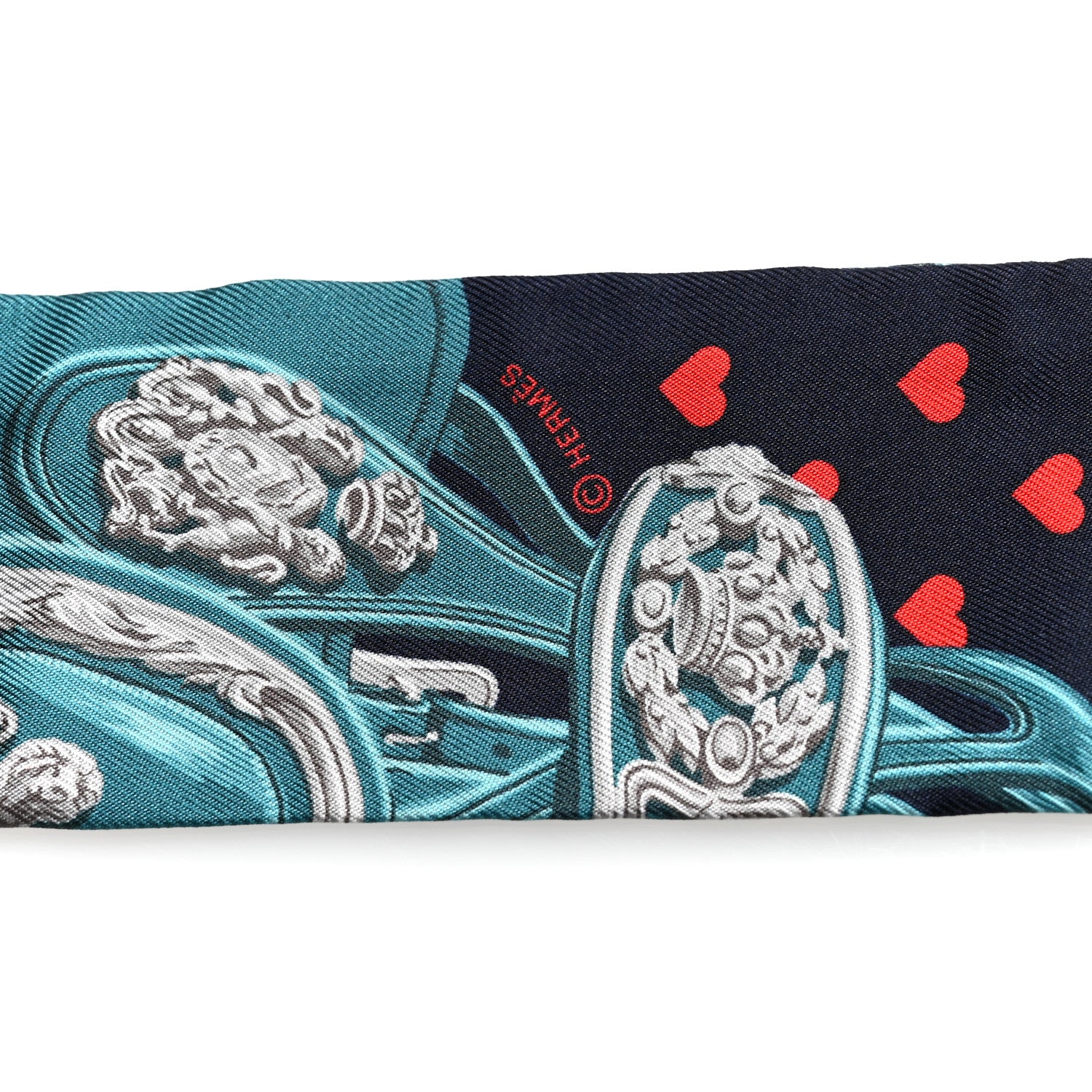 Hermes Silk Brides de Gala Love Twilly Caban Canard Rouge 3 of 4