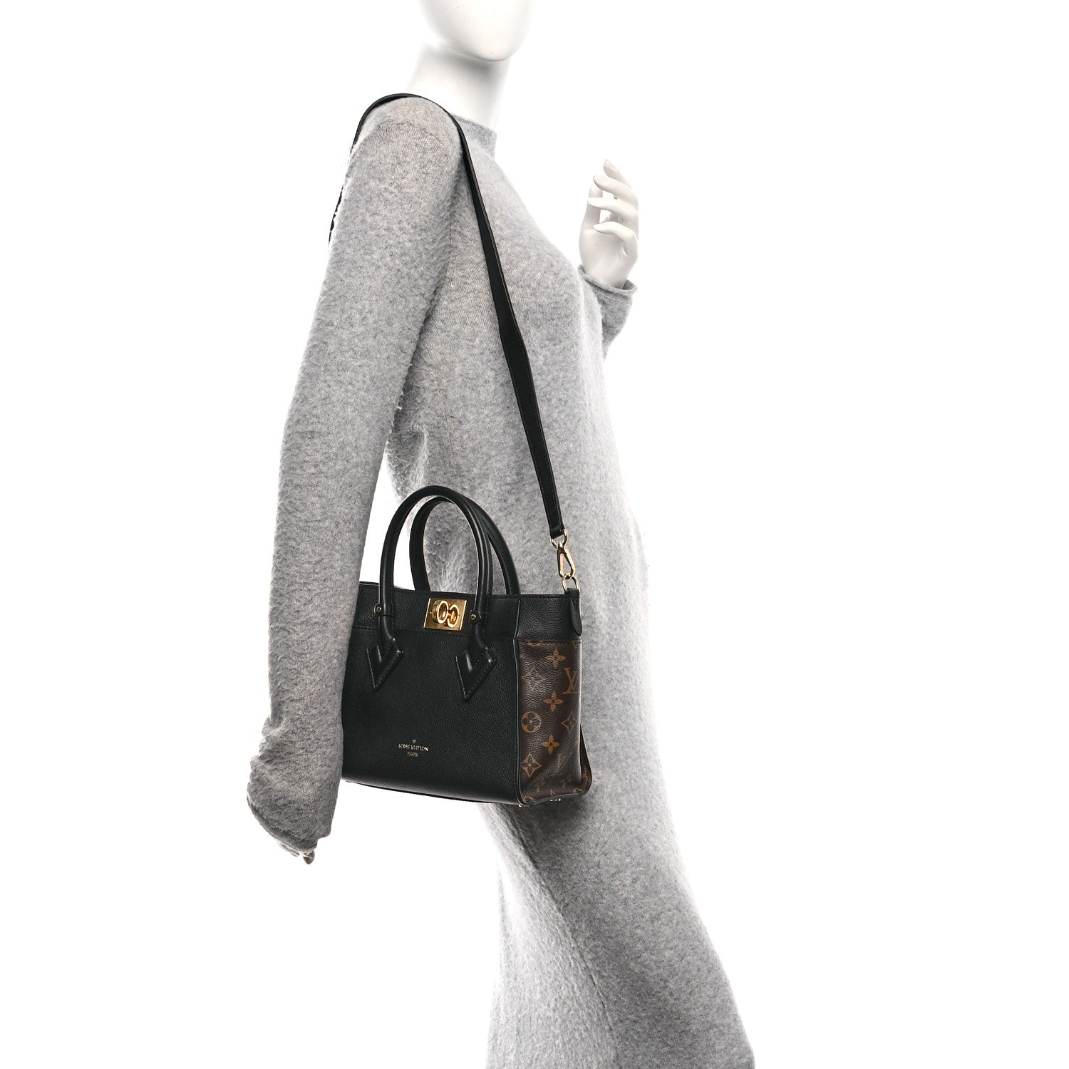 Louis Vuitton Calfskin Monogram On My Side PM Black 3 of 17