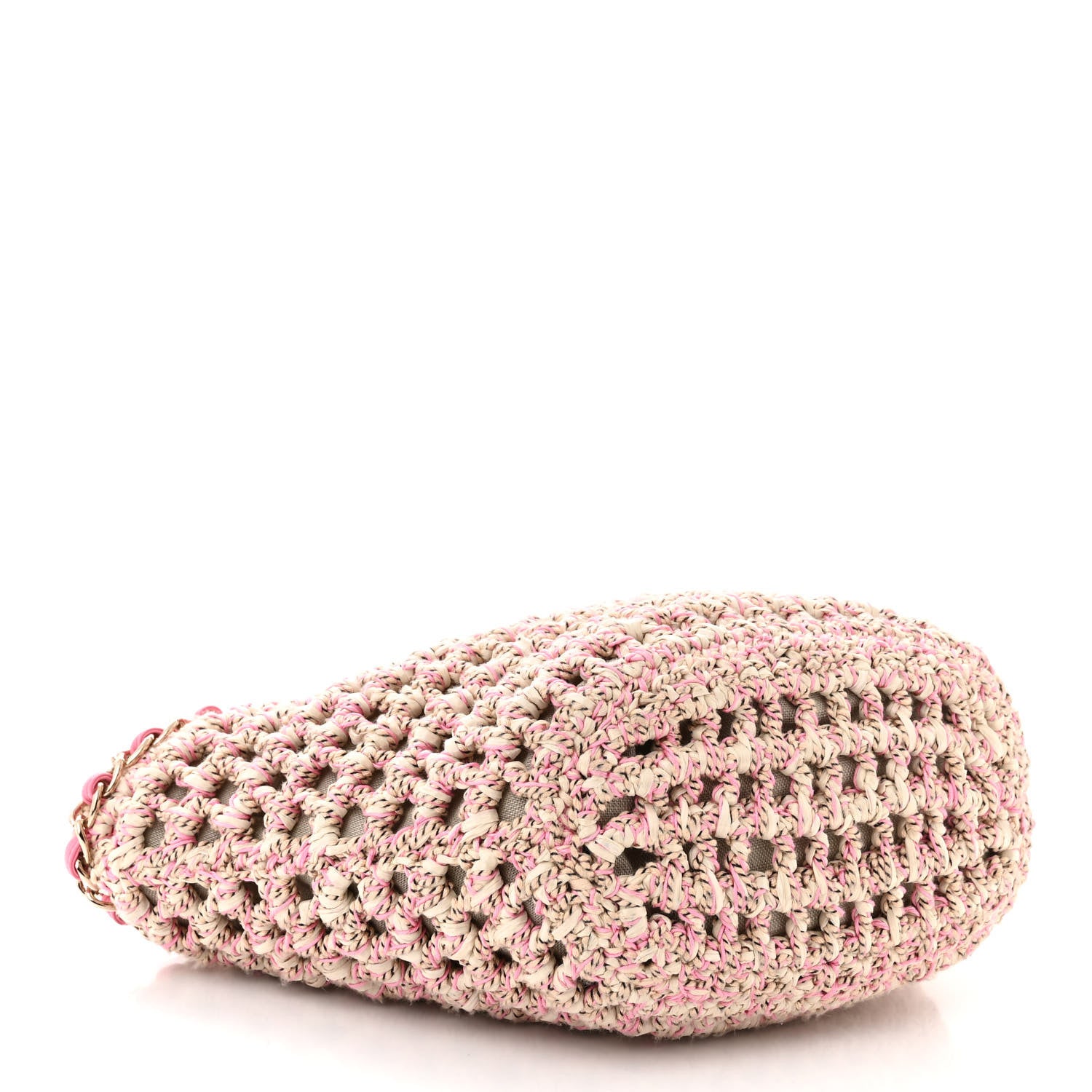 Chanel Mixed Fibers Calfskin Crochet Small Shopping Bag Beige Pink 4 of 10