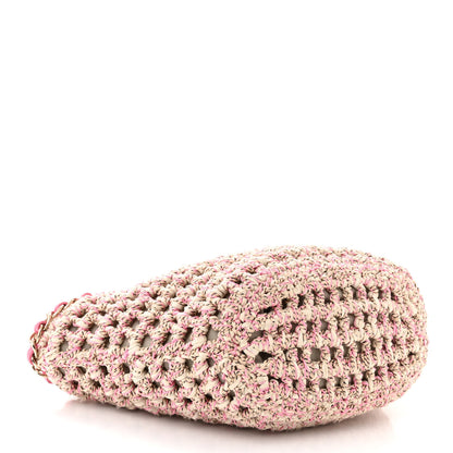 Chanel Mixed Fibers Calfskin Crochet Small Shopping Bag Beige Pink 4 of 10