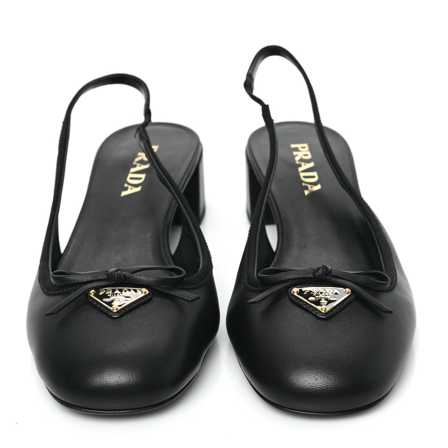 Nappa Triangle Bow 45mm Slingback Pumps 39 Black
