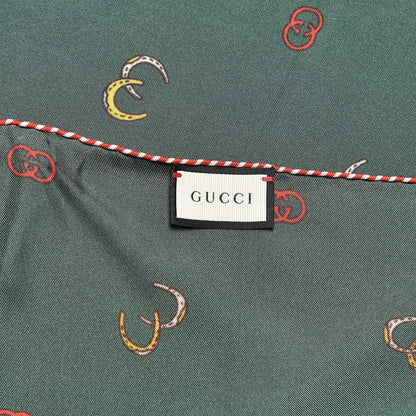 Gucci Silk Twill Poket Logos Pocket Square Green 3 of 3