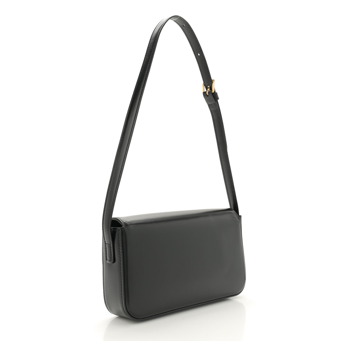 Shiny Calfskin Triomphe Shoulder Bag Black