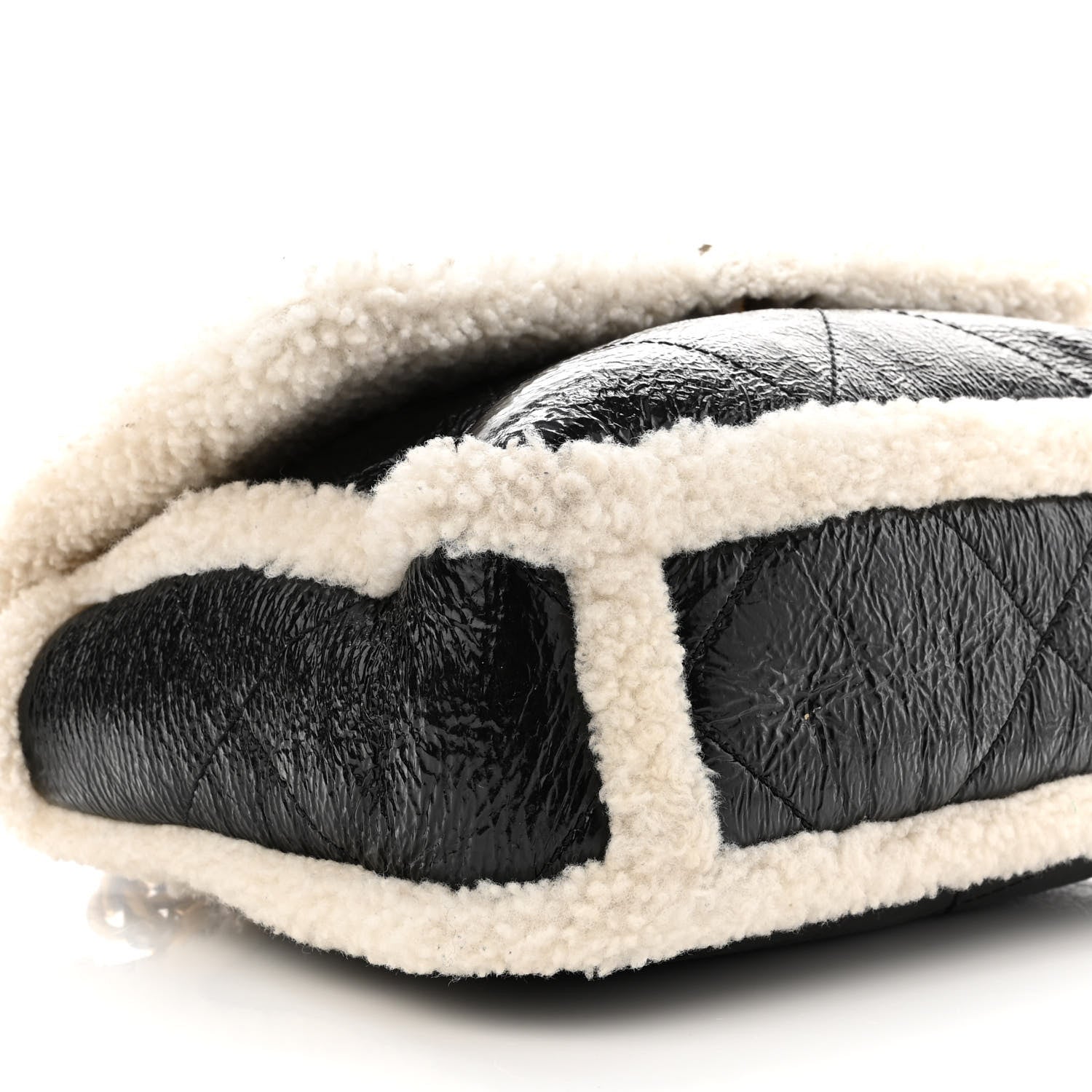 Chanel Crumpled Calfskin Shearling Sheepskin Quilted Large Chanel 19 Flap Black 9 of 10