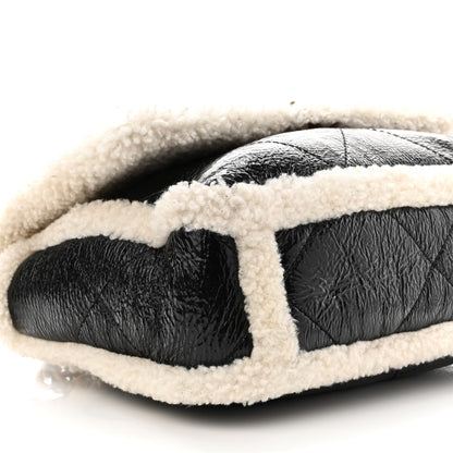 Chanel Crumpled Calfskin Shearling Sheepskin Quilted Large Chanel 19 Flap Black 9 of 10