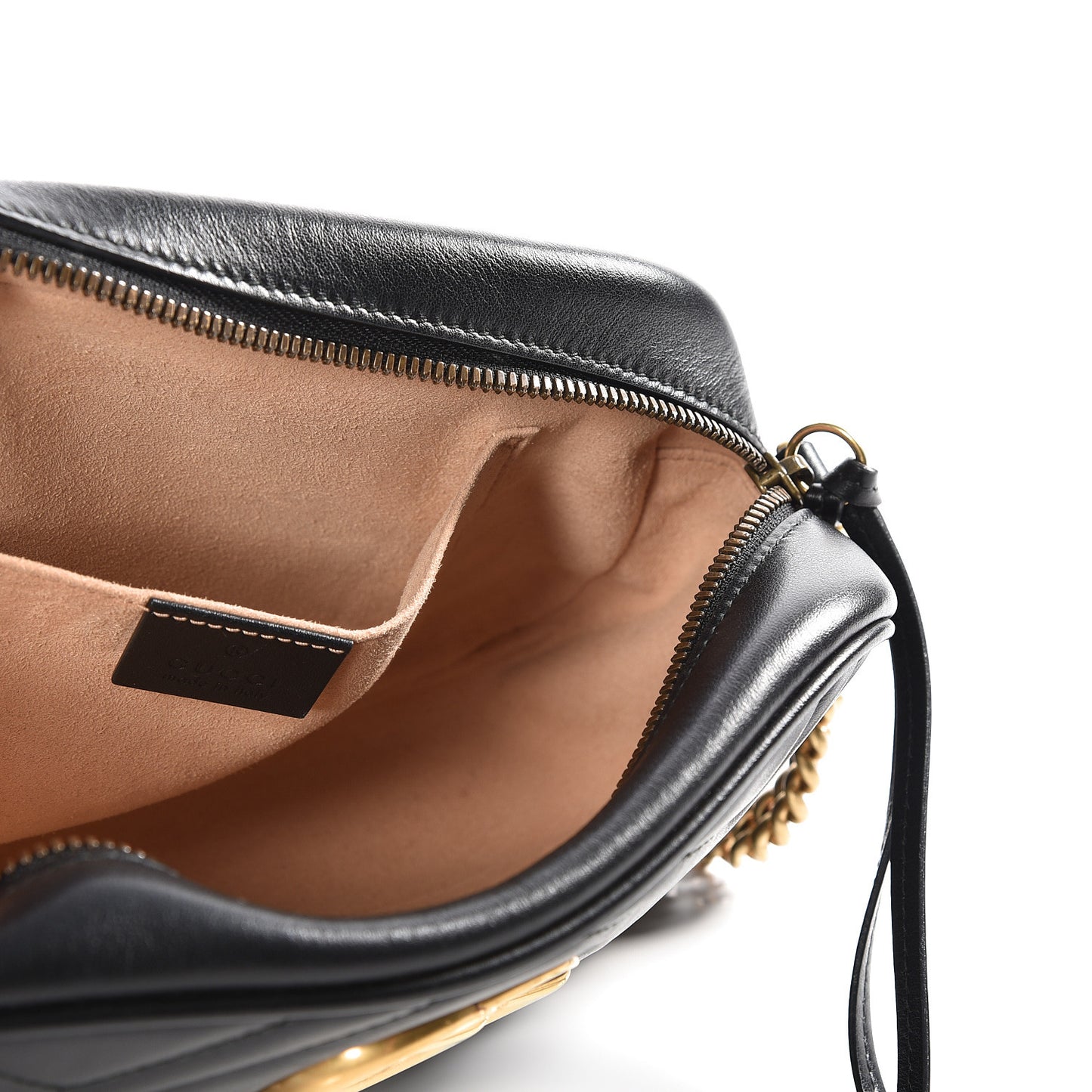 Calfskin Matelasse Small GG Marmont Chain Shoulder Bag Black