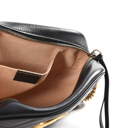 Gucci Calfskin Matelasse Small GG Marmont Chain Shoulder Bag Black 4 of 9