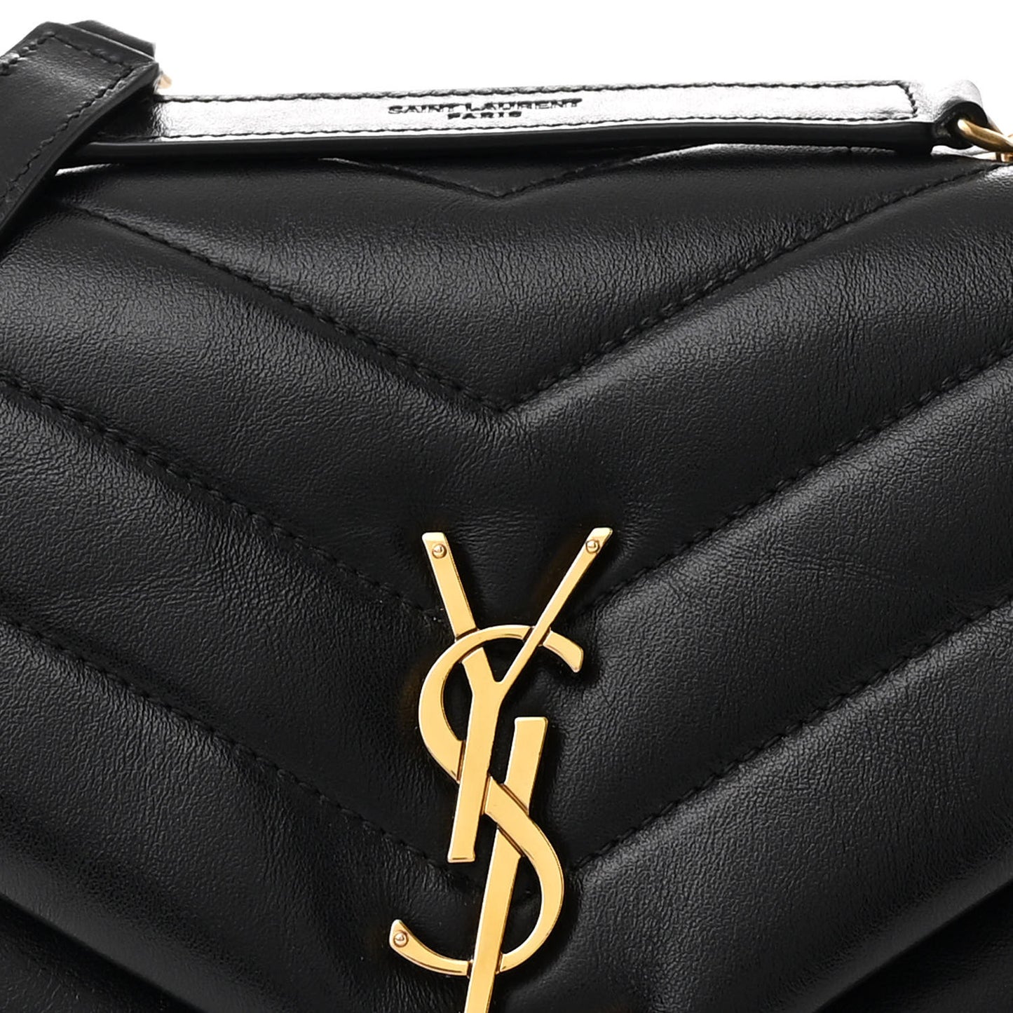 Calfskin Y Quilted Monogram Small Loulou Chain Satchel Black