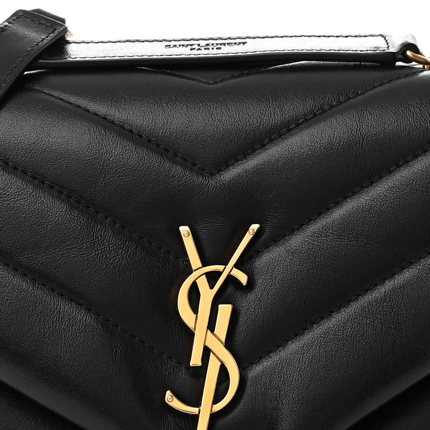 Saint Laurent Calfskin Y Quilted Monogram Small Loulou Chain Satchel Black 9 of 12