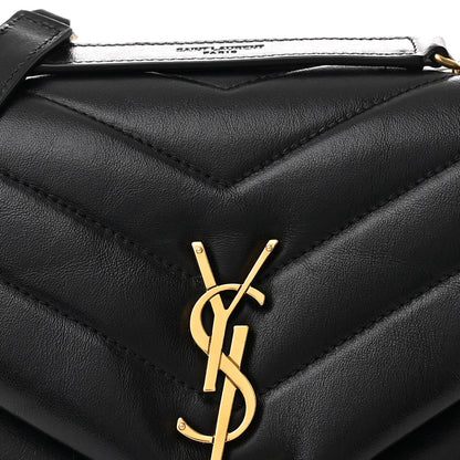 Saint Laurent Calfskin Y Quilted Monogram Small Loulou Chain Satchel Black 9 of 12