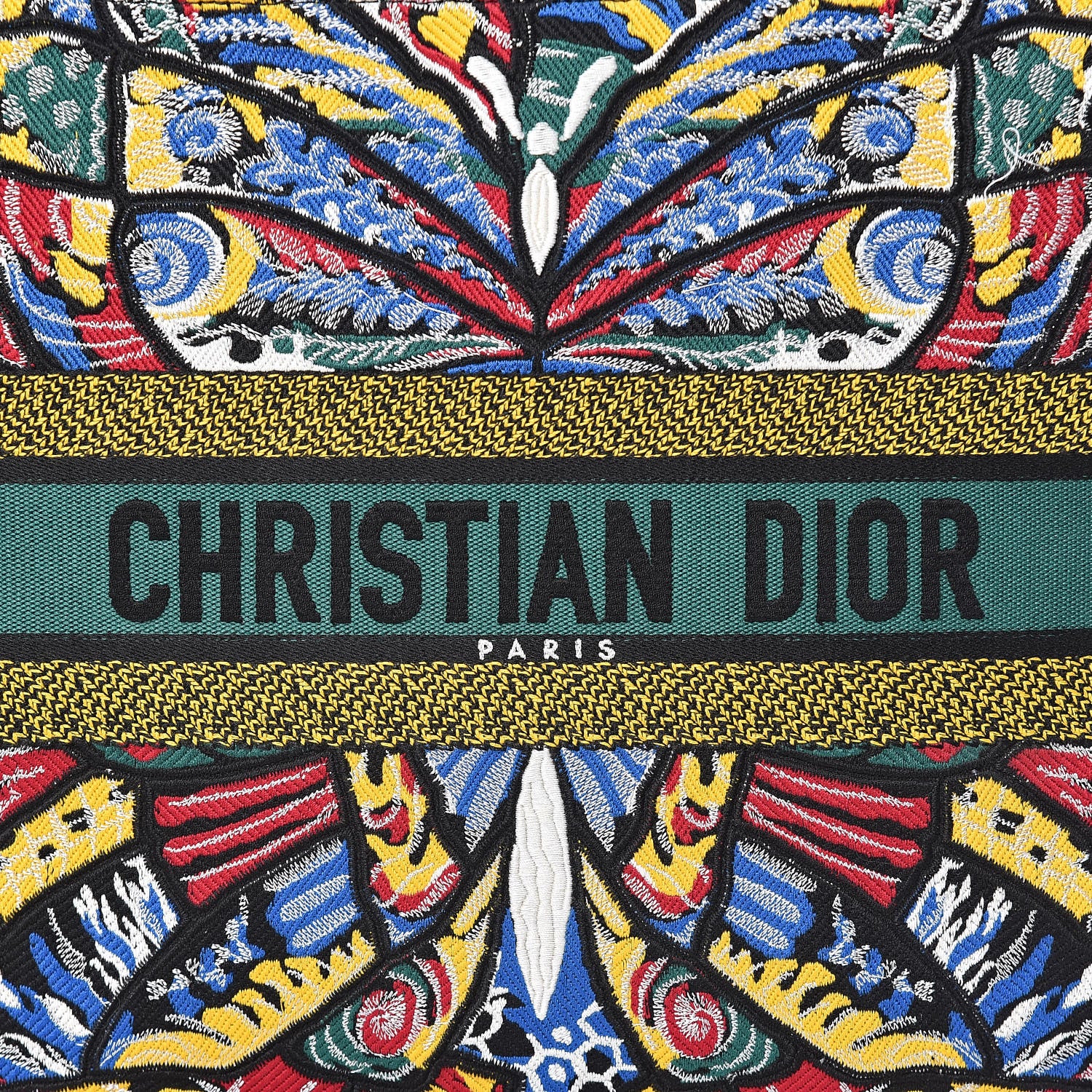 Christian Dior Canvas Embroidered Butterfly Book Tote Black Multicolor 10 of 10