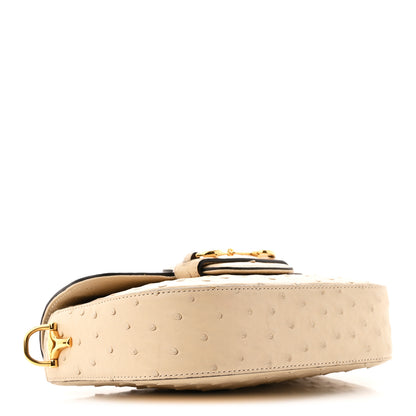 Gucci Ostrich Medium Horsebit 1955 Shoulder Bag White 4 of 12