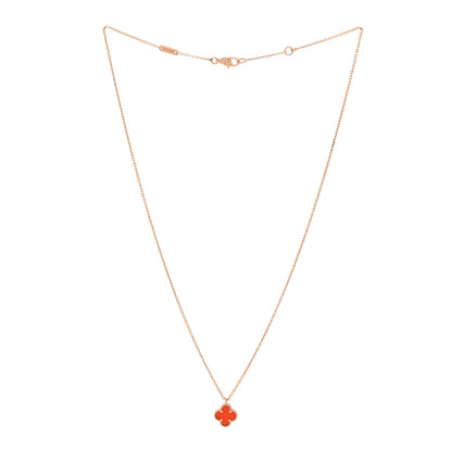 Van Cleef & Arpels 18K Rose Gold Carnelian Sweet Alhambra Pendant Necklace 3 of 5