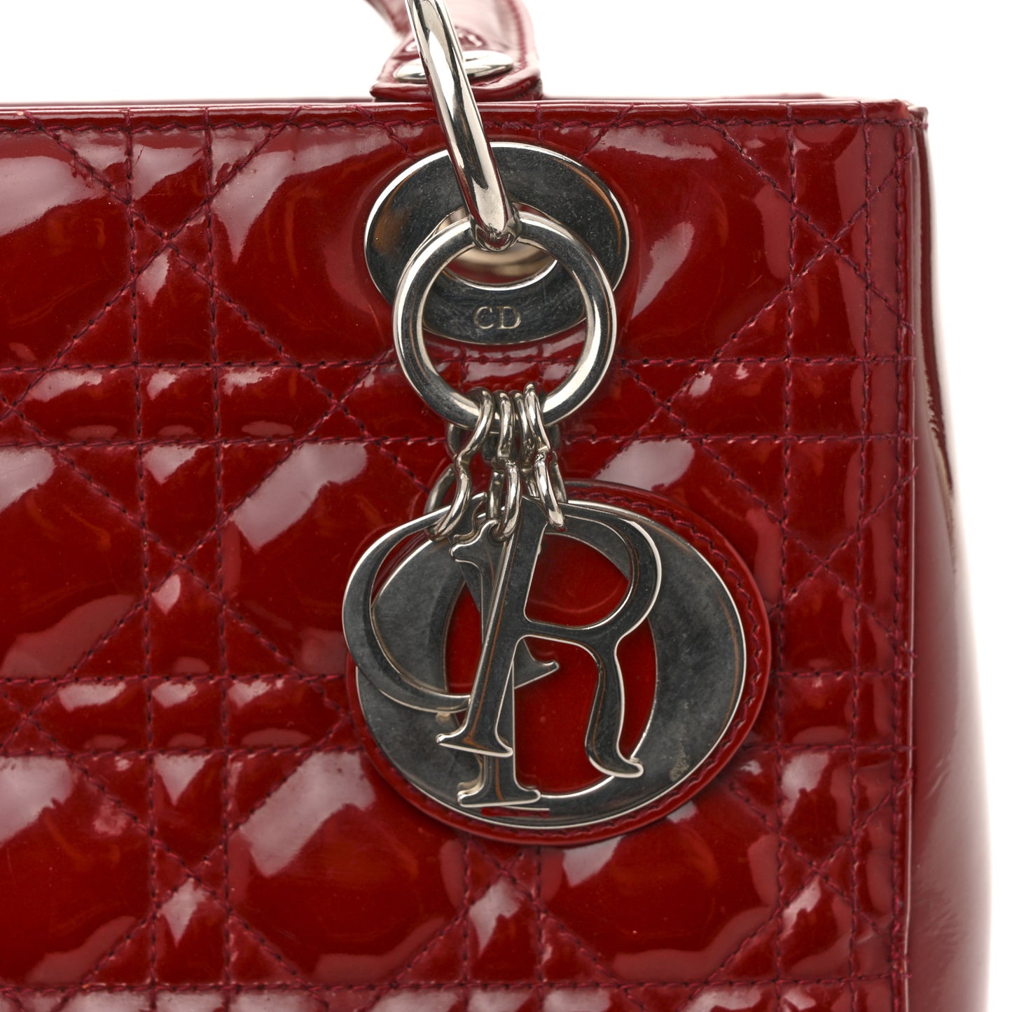 Patent Cannage Medium Lady Dior Red