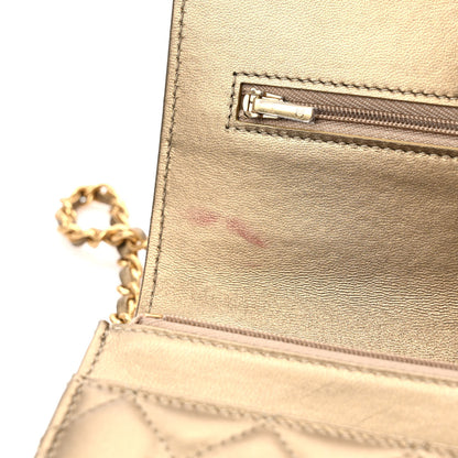 Chanel Metallic Lambskin Quilted CC Wallet On Chain WOC Gold 10 of 10