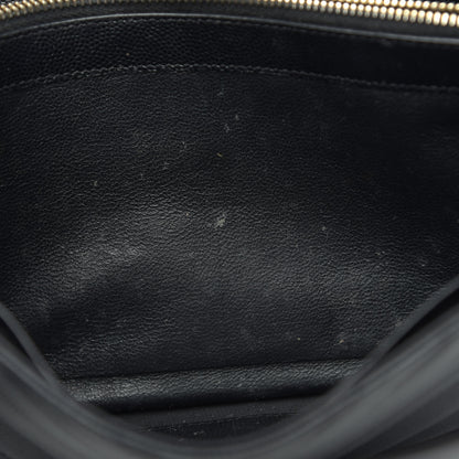 Saint Laurent Grain De Poudre Matelasse Chevron Monogram Chain Wallet Black 15 of 15