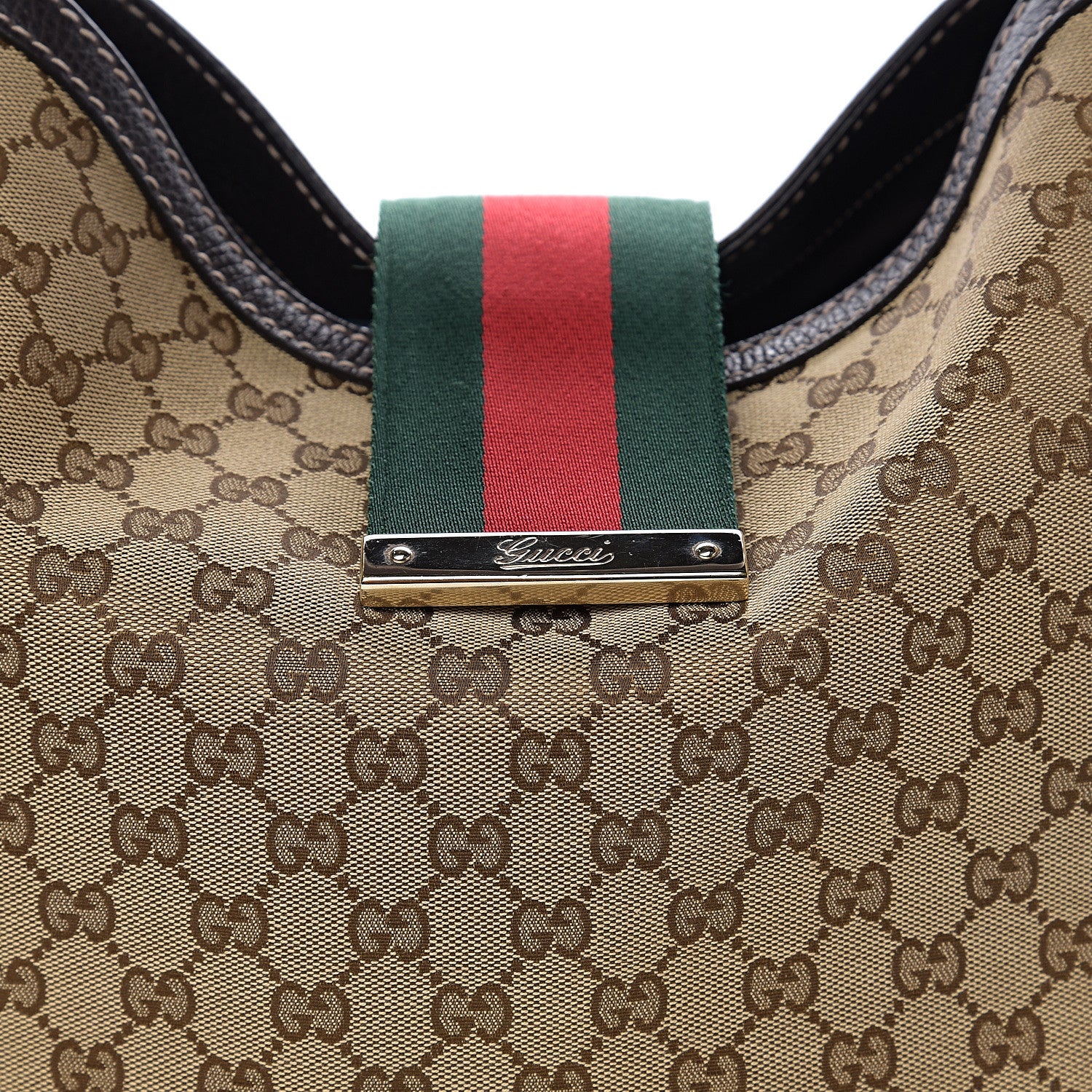 Gucci Monogram Large New Ladies Web Hobo Dark Brown 7 of 9