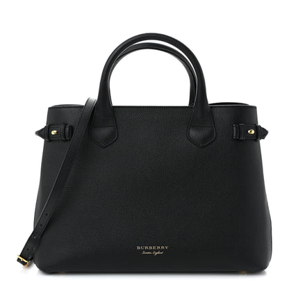 Burberry Derby Calfskin House Check Medium Banner Tote Black 1 of 10