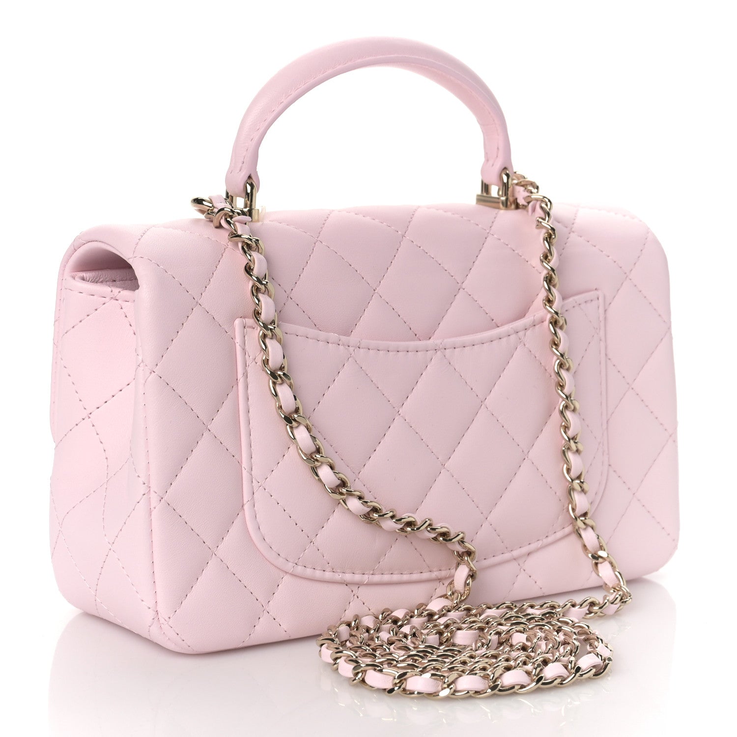Chanel Lambskin Quilted Mini Top Handle Rectangular Flap Light Pink 3 of 10