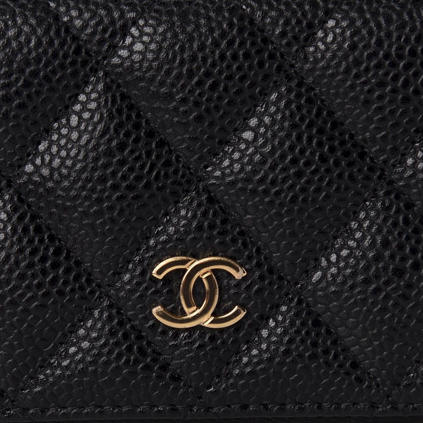 Caviar Quilted Zip Card Holder Black