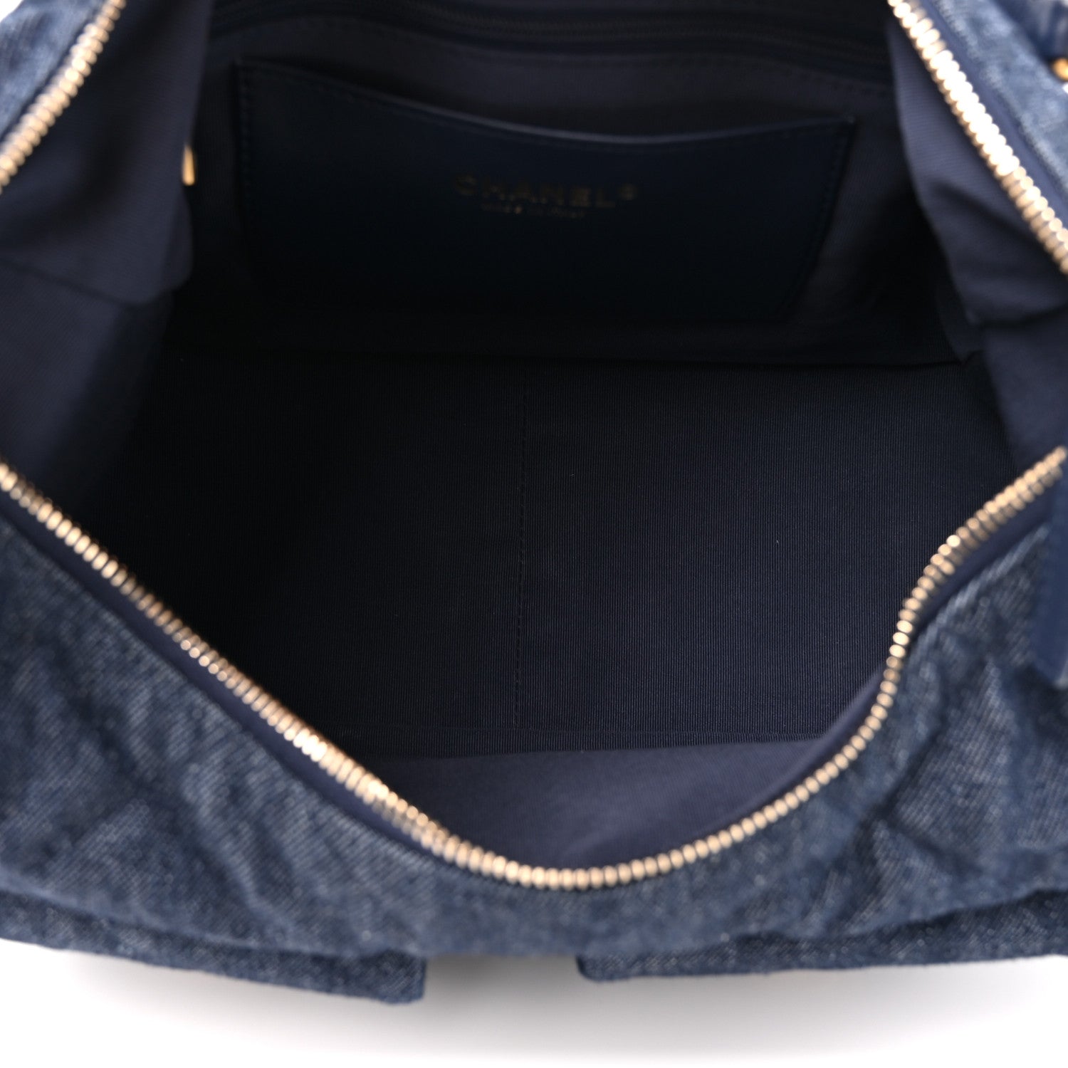 Chanel Washed Denim Quilted Large Trendy Pockets Hobo Dark Blue 4 of 10