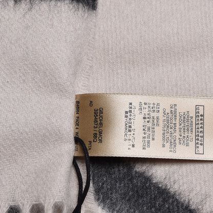 Burberry Cashmere Giant Check Fringe Scarf Stone 6 of 6