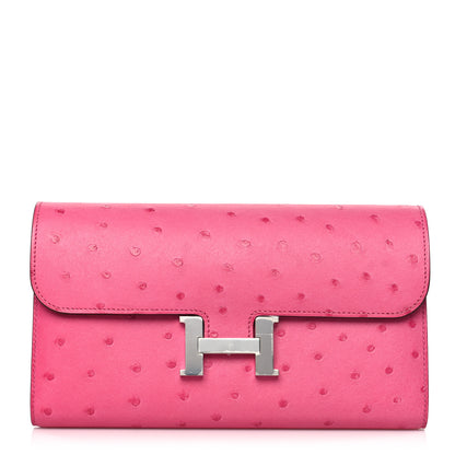 Hermes Ostrich Constance Long Wallet Rose Tyrien 1 of 10