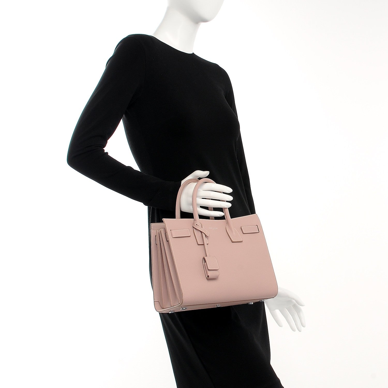 Saint Laurent Grained Calfskin Baby Sac De Jour Antique Rose 3 of 7