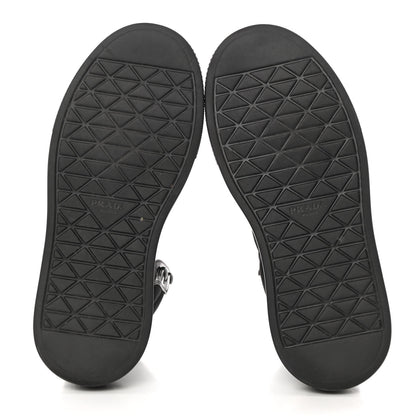 Prada Re-Nylon Gabardine Spazzolato Macro Quilted Triangle Logo High Top 45mm Sneakers 38.5 Black 5 of 9