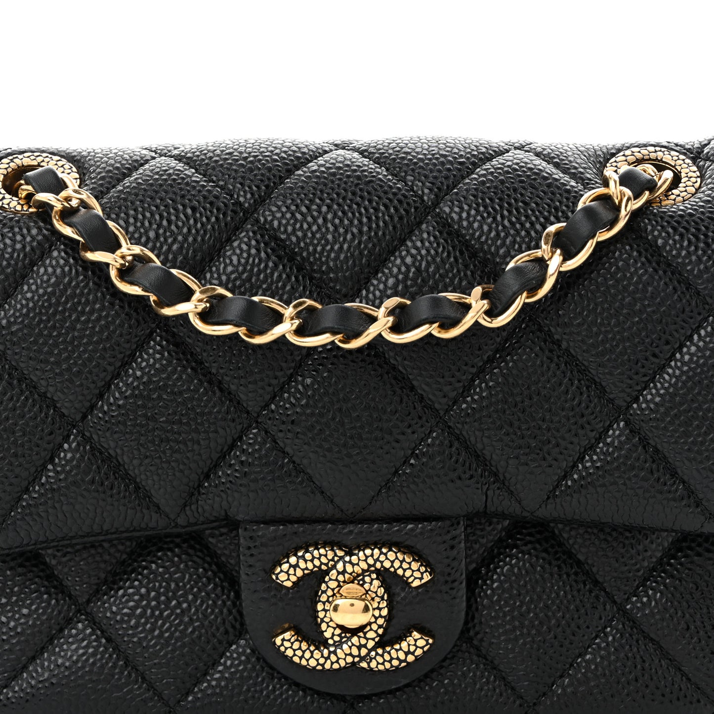 Grained Lambskin Quilted Mini Flap Black