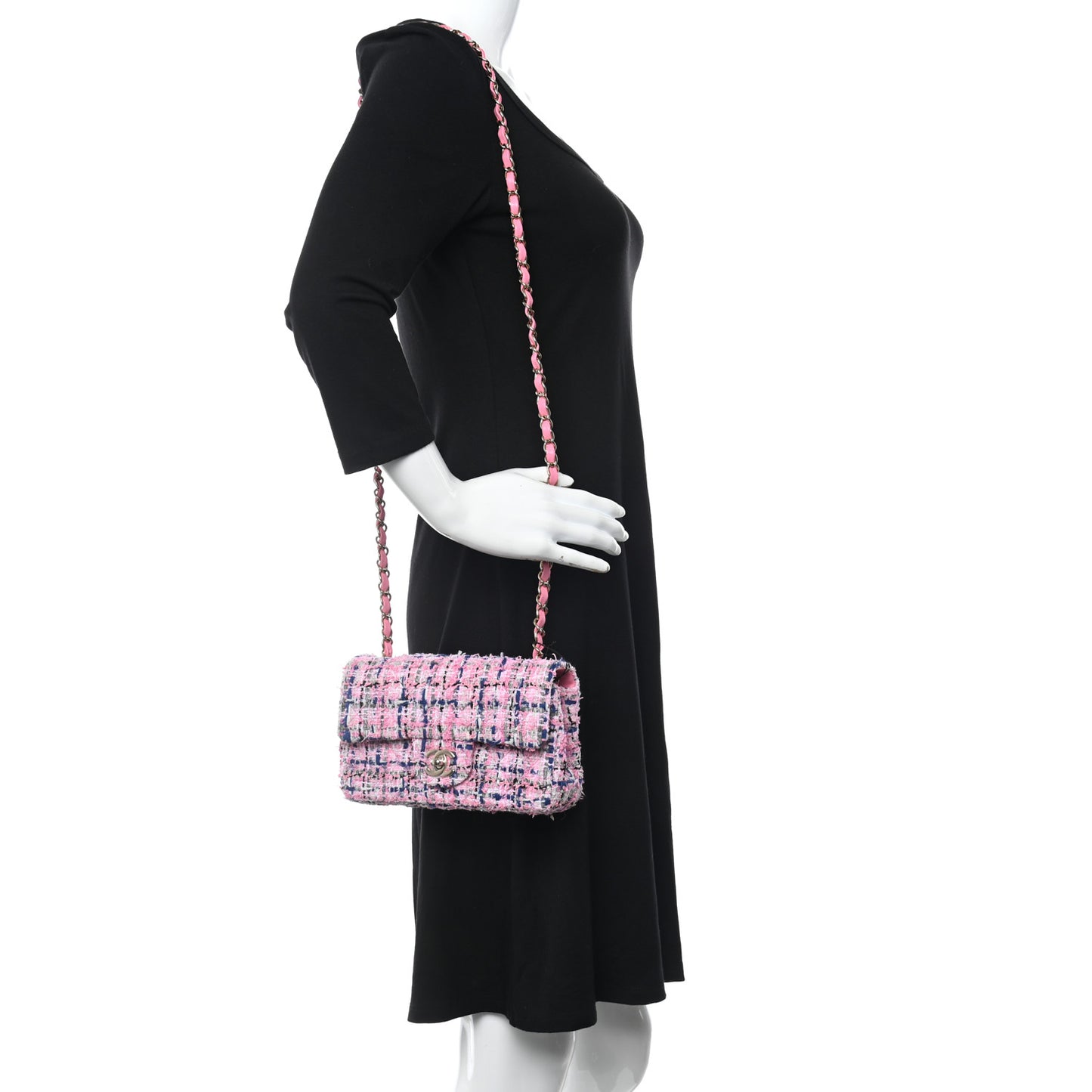 Tweed Quilted Mini Rectangular Flap Pink Multicolor