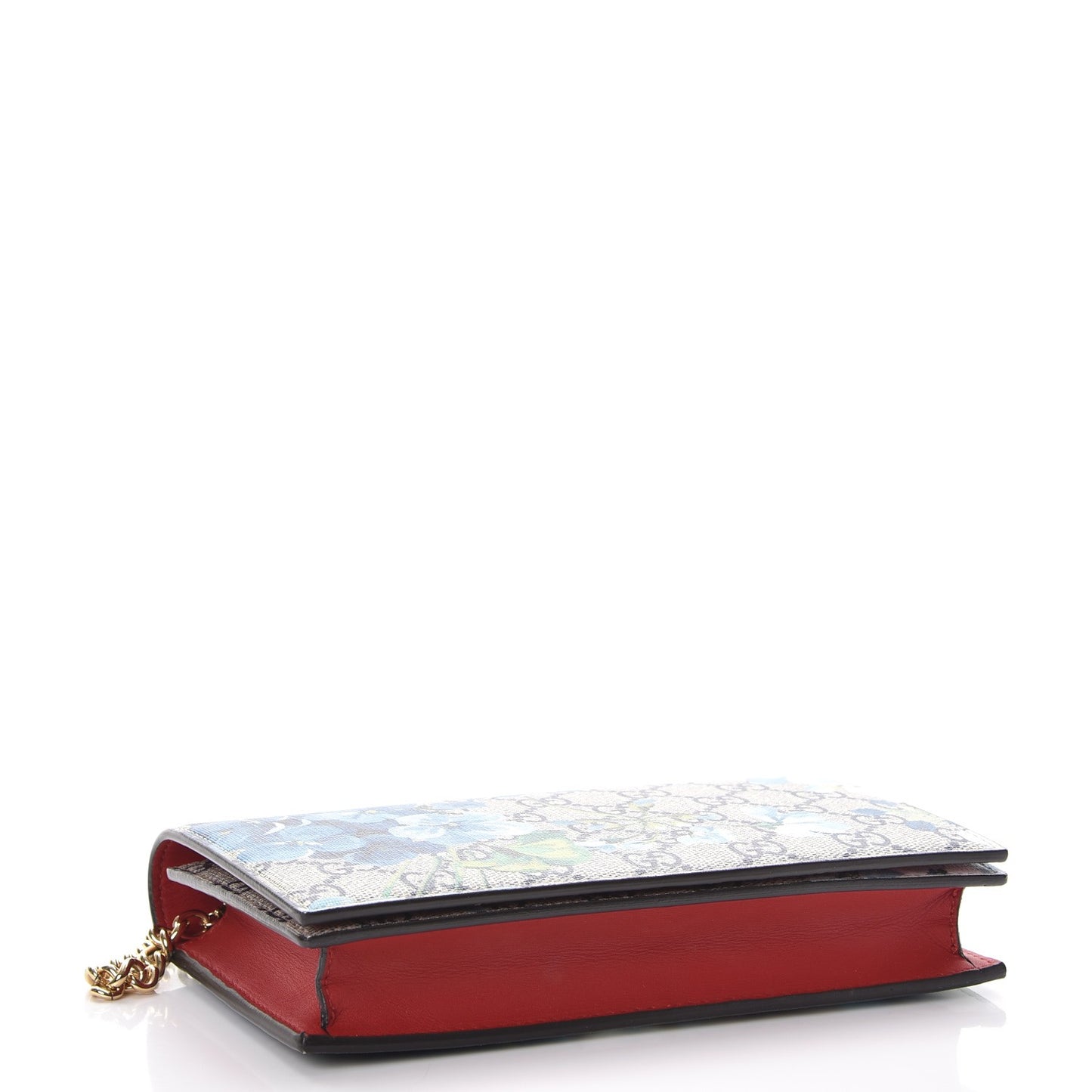 GG Supreme Monogram Blooms Chain Wallet Blue