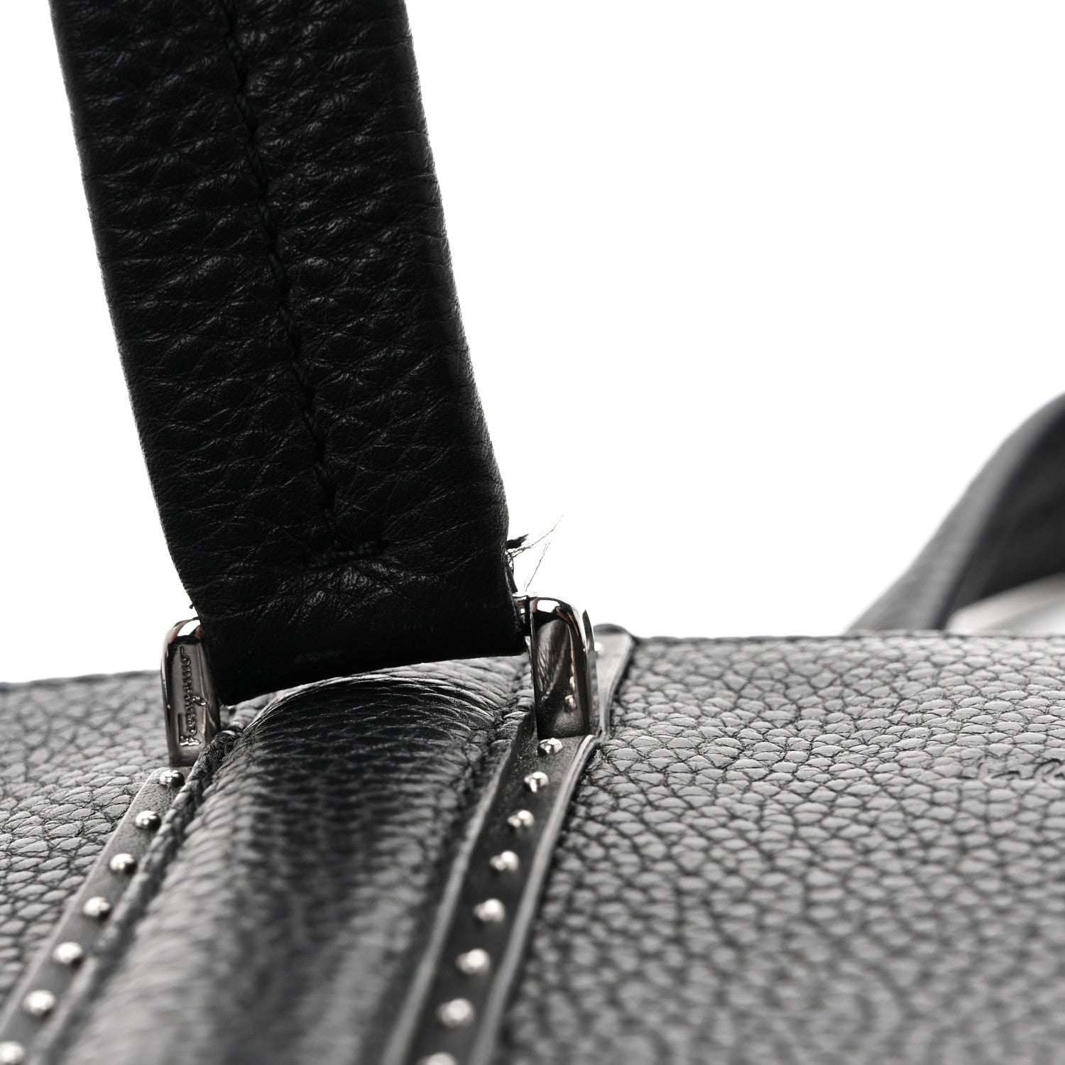 Salvatore Ferragamo Calfskin Studded Firenze Briefcase Black 13 of 18