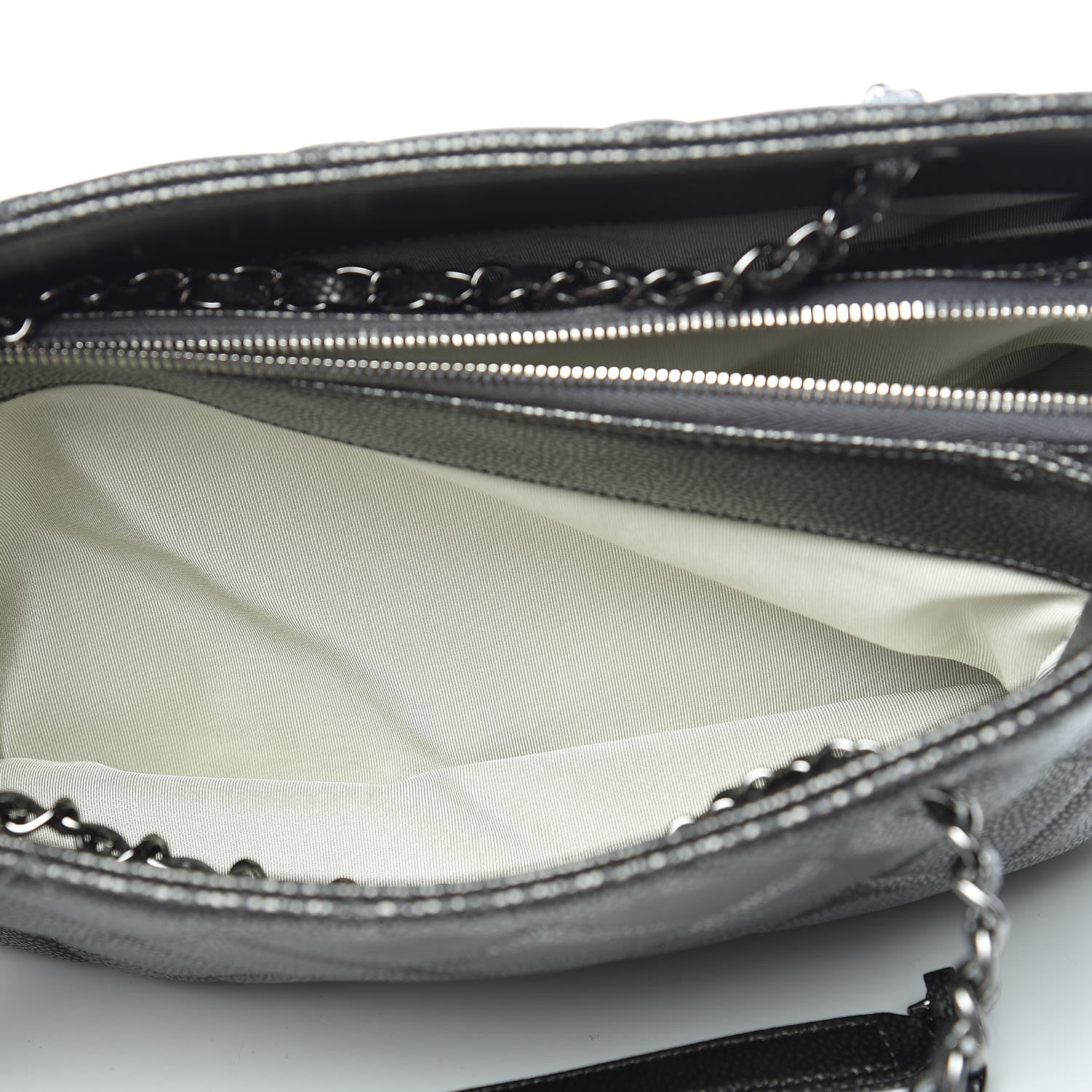 Chanel Metallic Caviar Quilted CC Tote Dark Silver 7 of 12