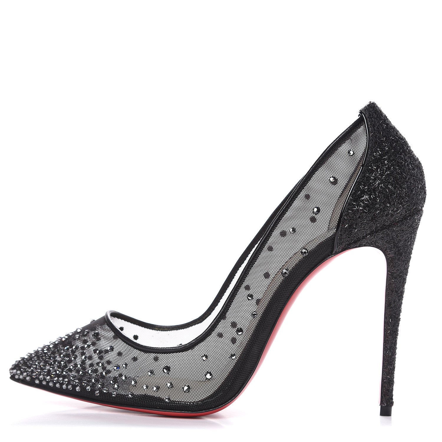 Christian Louboutin Rete Glitter Mini Specchio Strass Follies 100 Pumps 39 Black 1 of 10